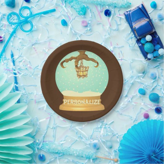 Uil talon en bot kroonluchter herfst sneeuw wereld papieren bordje (Feest)