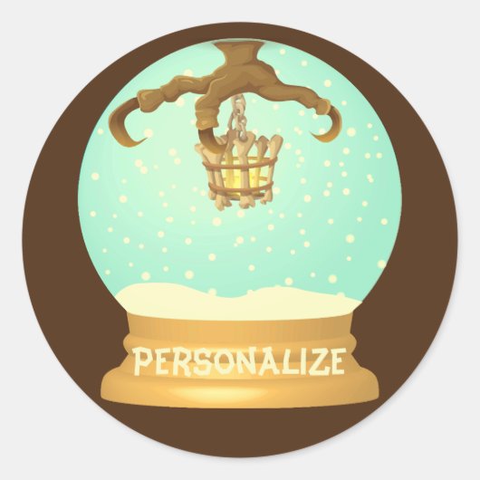 Uil talon en bot kroonluchter herfst sneeuw wereld ronde sticker (Voorkant)