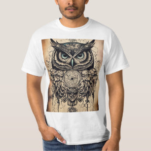 "Uil Tattoo geprinte T-shirts: een stijlvolle fusi T-shirt