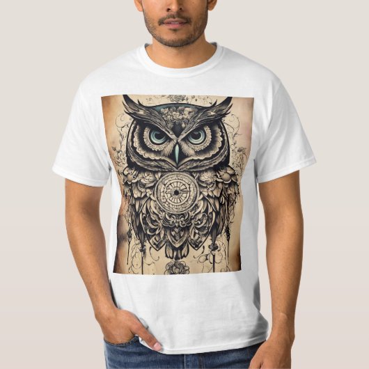"Uil Tattoo geprinte T-shirts: een stijlvolle fusi T-shirt (Voorkant)