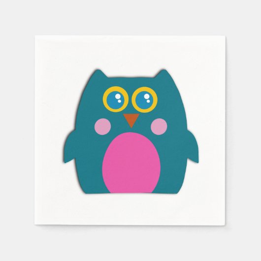 Uil Teal Paarse Servetten Kinderfeestje (Voorkant)