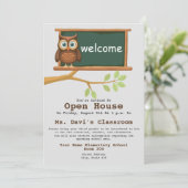 Uil Terug naar School Classroom Open Huis Uitnodig Kaart (Staand voorkant)