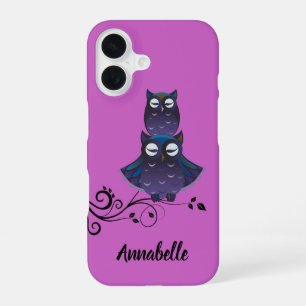 Uil Thema Paarse iPhone Hoesje iPhone 16 Hoesje