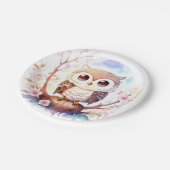 Uil-thema Woodland Baby Meisje Douche Papieren Bordje (Gekanteld)