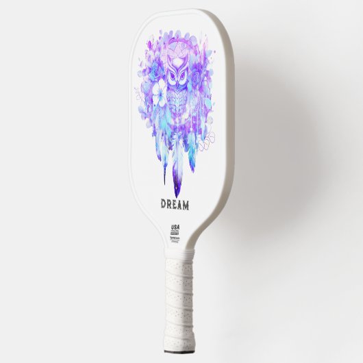 Uil Totem Dreamcatcher Bloemenveer Paarse Tint Pickleball Paddle (Links)