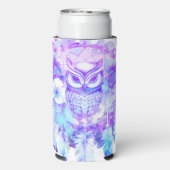 Uil Totem Dreamcatcher Bloemenveer Paarse Tint Seltzer Blikjeskoeler (Seltzer Achterkant)