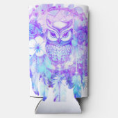 Uil Totem Dreamcatcher Bloemenveer Paarse Tint Seltzer Blikjeskoeler (Achterkant)