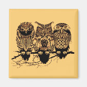 Uil Trio vierkante magneet (Voorkant)