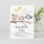 Uil trio zittend op een tak kaart (Staand voorkant)