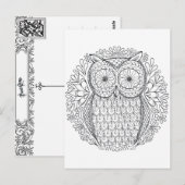 Uil tweezijdig volwassen kleuren briefkaart cadeau (Voorkant / Achterkant)