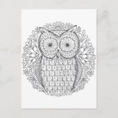 Uil tweezijdig volwassen kleuren briefkaart cadeau (Voorkant)