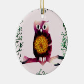 Uil, Uil Vogel Bloemen Art Circle Ornament (Rechts)