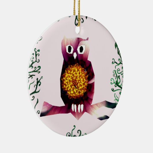 Uil, Uil Vogel Bloemen Art Circle Ornament (Rechts)