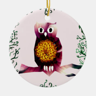 Uil, Uil Vogel Bloemen Art Circle Ornament