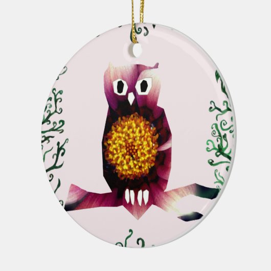 Uil, Uil Vogel Bloemen Art Circle Ornament (Links)