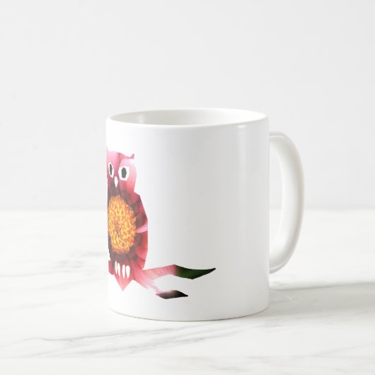 Uil, Uil Vogel Bloemen Kunst Mok (Voorkant rechts)