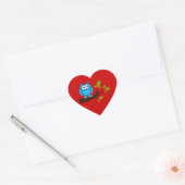 Uil Uilen Vogelvogels Blauw Schattige Boom Cartoon Hart Sticker (Envelop)