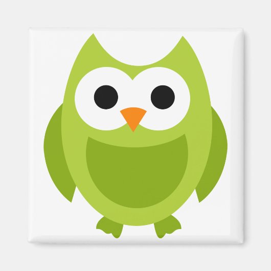 Uil Uilen Vogelvogels Groen Leuk Cartoon Dier Magneet (Voorkant)