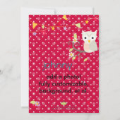 Uil, uitnodigingen voor verjaardagsfeestjes (Achterkant)