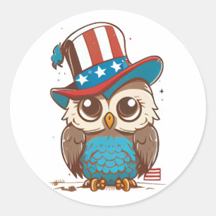 Uil USA Onafhankelijkheidsdag 4 juli AMERIKAANSE U Ronde Sticker