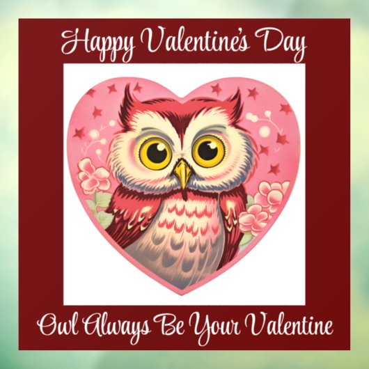 Uil Valentijn Venster Cling Raamsticker (Vel 3)