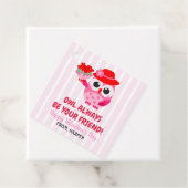 Uil Valentijnse Labels Roze Harten Gift (In situ)