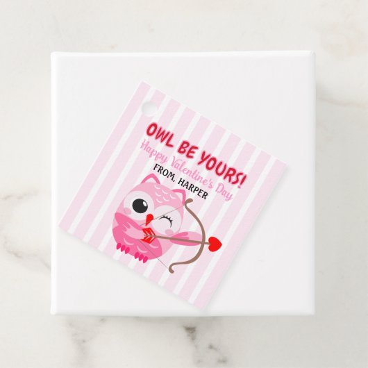 Uil Valentijnse Labels Roze Harten Gift (In situ)