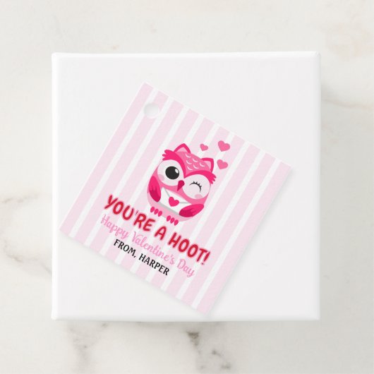 Uil Valentijnse Labels Roze Harten Gift (In situ)