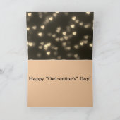 Uil Valentijnsliefde Blauw Sepia Maan Unieke Maatw Kaart (Binnen)