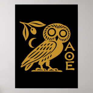 Uil van Athena Atheense munt Oud-Grieks symbool Poster