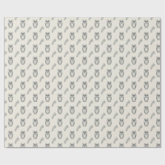 Uil van Athena en olijftak graveerlijnpatroon Cadeaupapier