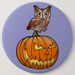 Uil van de Doordringende kreet van Halloween de Ronde Button 6,0 Cm