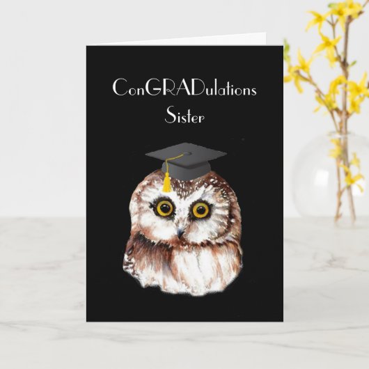 Uil van de Gelukwensen van de Afstuderen van de Kaart (Gele Bloem)