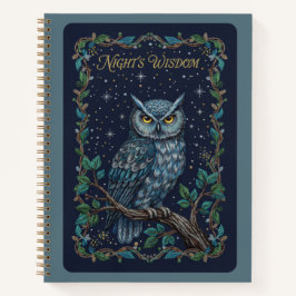 Uil van de Wijsheid van de Nacht Hemelse Borduurwe Notitieboek