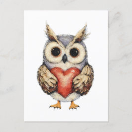 Uil van liefde - hartverwarmende uil schilderij briefkaart