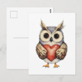Uil van liefde - hartverwarmende uil schilderij briefkaart (Voorkant / Achterkant)