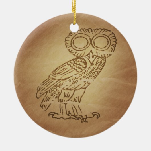 Uil van Wijsheid Grieks Keramisch Ornament (Achterkant)