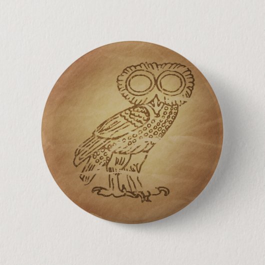 Uil van Wijsheid Grieks Ronde Button 5,7 Cm (Voorkant)