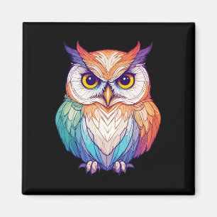 Uil vectorkunst met levendige kleuren magneet