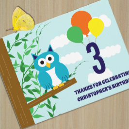 Uil verjaardag bedankkaart