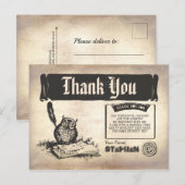 Uil verjaardag magische dank u briefkaart (Voorkant / Achterkant)