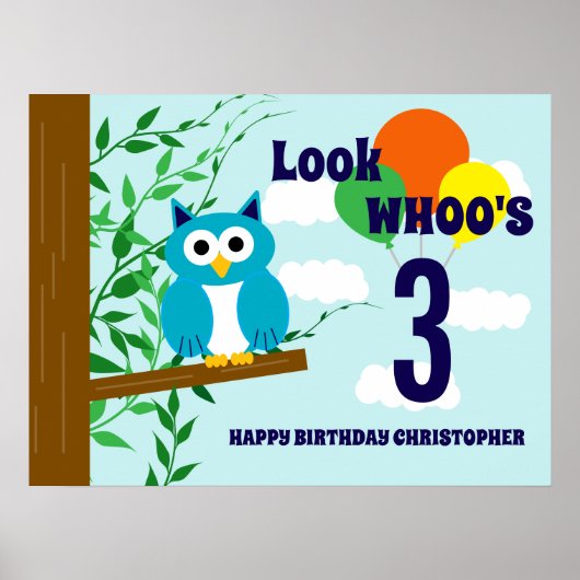 Uil Verjaardag Poster (Voorkant)