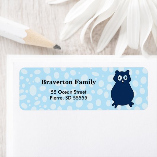 Uil verjaardagsfeestje etiket (Insitu)