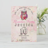 Uil-verjaardagsfeestje met overnachting kaart (Staand voorkant)