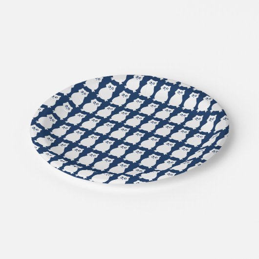 Uil verjaardagsfeestje papieren bordje (Gekanteld)