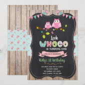 Uil verjaardagsfeestje uitnodiging (Voorkant / Achterkant)
