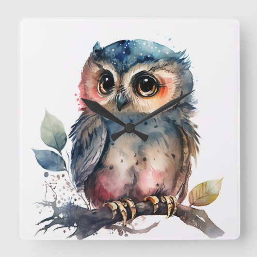 "Uil" Vierkante Klok (Voorkant)