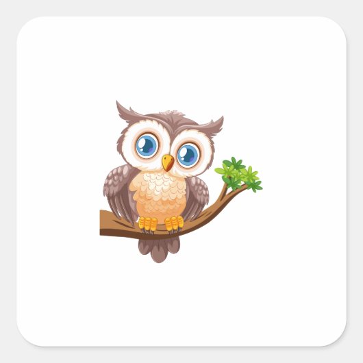 Uil Vierkante Sticker (Voorkant)