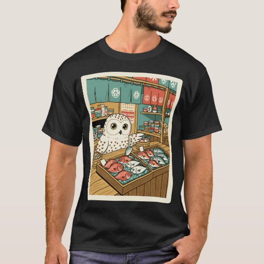 Uil Vismarkt Illustratie T-shirt (Voorkant)