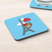 Uil Vliegen met Hartballonnen in Parijs Bier Onderzetter (Linkerzijde)